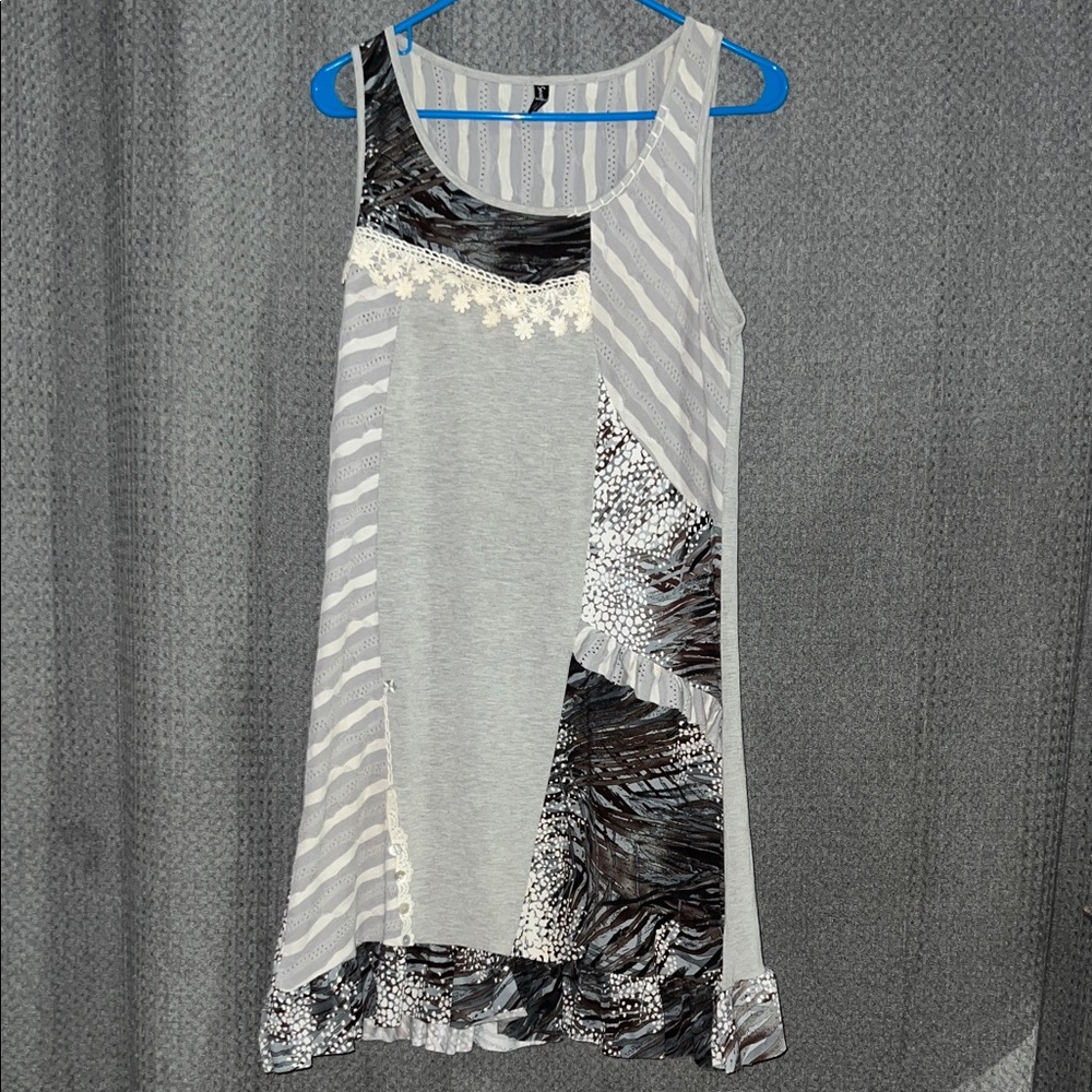 Sacred Threads Gray And Black Patchwork Dress. Pu… - image 1